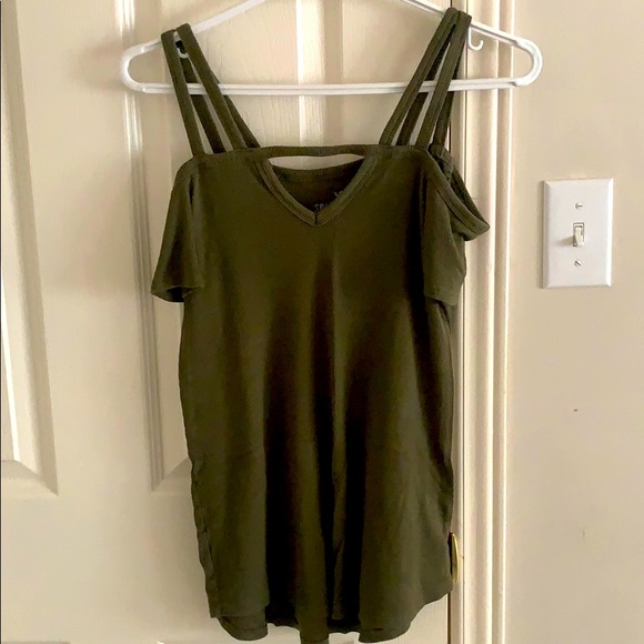 American Eagle off the shoulder army green top - Picture 1 of 1